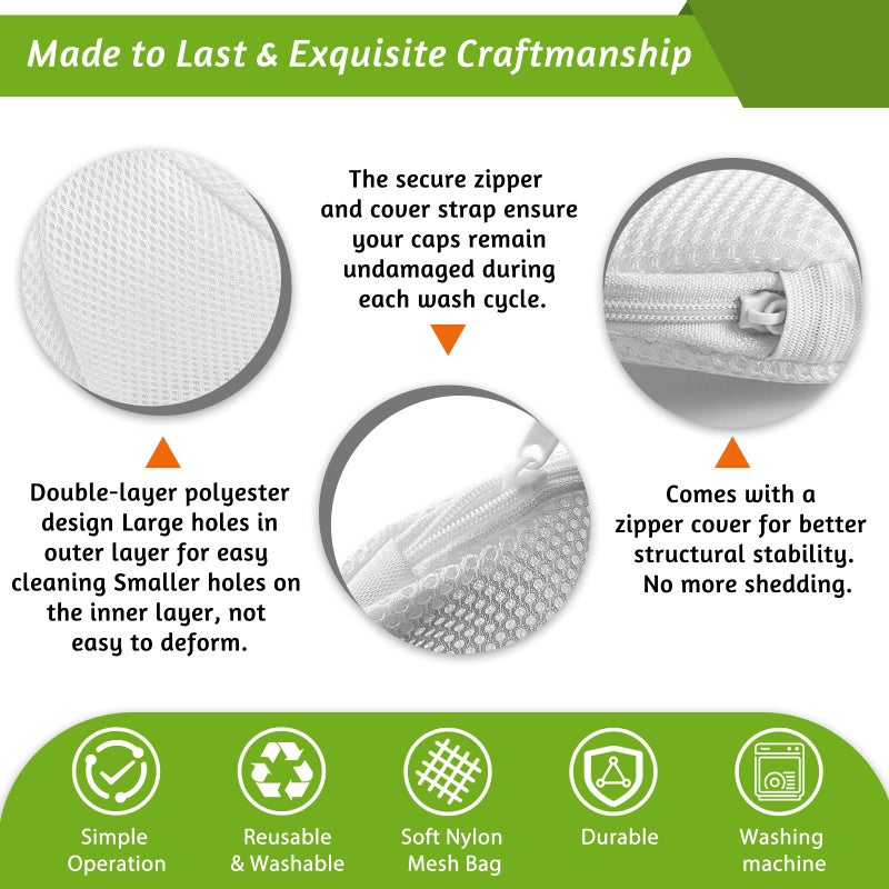Eiito Hat Washer Cage Hats Cleaner, Hat Washer for baseball caps for Washing Machine or Dishwasher, Ball Cap Washer Frame for Flat & Curved Hats.2-Pack White - Image 3